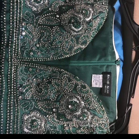 Rachel allan Emerald green pageant prom gown 8 - Picture 7 of 9